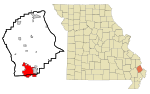 Scott County Missouri Incorporated and Unincorporated areas Sikeston Highlighted